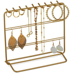 Relaxdays - Porte-bijoux, support pour colliers et boucles d'oreilles, en métal, h x l x p : env. 18 x 20 x 9 cm, bronze