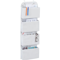 Relaxdays - Organiseur suspendu, 4 compartiments, porte avec crochets, en feutre , bain et bureau, blanc