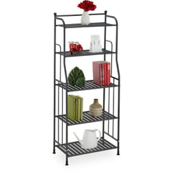 Relaxdays - tagère verticale, acier, HxLxP : 133x56x28 cm, rangement cuisine et salle de bain, 5 niveaux, métal, noir
