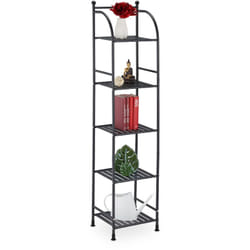 Tagère verticale, acier, HxLxP : 145x33x28 cm, rangement cuisine et salle de bain, 5 niveaux, métal, noir - Relaxdays
