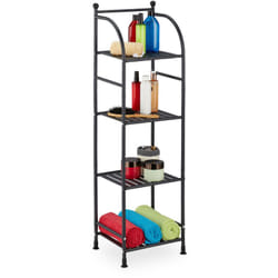 Tagère verticale, acier, HxLxP : 115x33x28 cm, rangement cuisine et salle de bain, 4 niveaux, métal, noir - Relaxdays