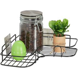Etagère d'angle, à coller, rangement, épices, herbes, murale, HxLxP : 5,5x26x26 cm, fer, noir - Relaxdays