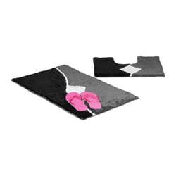 Relaxdays Lot de 2 tapis de bain avec motifs graphiques tapis de douche et tapis WC 80 x 50 cm salle de bain tapis lavable, gris