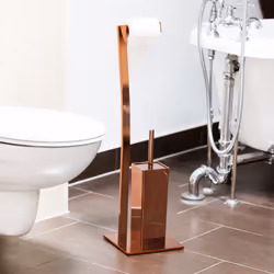 Relaxdays 10020410, Support et brosse pour toilettes, Cuivre, Acier inoxydable, Acier inoxydable, 200 mm, 200 mm
