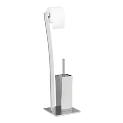 Relaxdays - Support de papier-toilette avec porte-brosse wimedo 71 x 20 x 20 cm inox laqué porte-rouleau bain, argenté