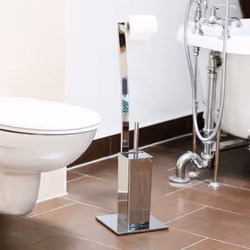 Relaxdays - Support de papier-toilette avec porte-brosse wimedo 71 x 20 x 20 cm inox laqué porte-rouleau bain, argenté