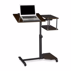 Relaxdays Table ordinateur portable 4 roues freins support tablette hauteur réglable XL 100 x 77 x 40 cm bois noir