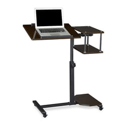 Relaxdays Table ordinateur portable 4 roues freins support tablette hauteur réglable XL 100 x 77 x 40 cm bois noir