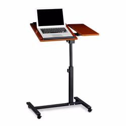 Relaxdays Table ordinateur portable hauteur réglable XL 95 x 60 x 40 cm bois support avec 4 roulettes tablettes rouge