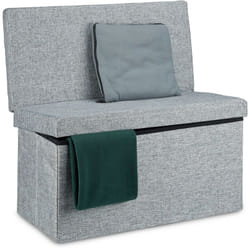 Relaxdays - Tabouret de rangement pliant en lin avec dossier appui-dos coffre pouf h x l p: 73 x 76 x 38 cm, gris