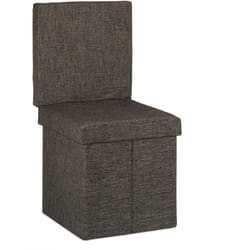 Relaxdays Tabouret de rangement pliant en lin avec appui dos coffre stable pouf de stockage ottoman, 73x38x38 cm, marron