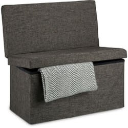 Relaxdays Tabouret de rangement pliant en lin avec dossier appui-dos coffre pouf H x l P: 73 x 76 x 38 cm, marron