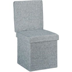 Tabouret de rangement pliant en lin avec appui dos coffre stable pouf de stockage ottoman, 73x38x38 cm, gris - Relaxdays