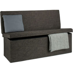 Tabouret de rangement pliant en lin, avec dossier appui-dos, h x l x p : 73 x 114 x 38 cm, marron - Relaxdays