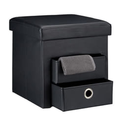 Relaxdays Tabouret de rangement spacieux 2 compartiments amovibles pliable H x L x P : 38 x 38 x 38 cm noir