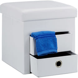 Relaxdays - Tabouret de rangement spacieux, 2 compartiments amovibles, pliable, h x l x p : 38 x 38 x 38 cm, blanc