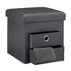 Relaxdays Tabouret de rangement spacieux 2 compartiments amovibles pliable H x L x P : 38 x 38 x 38 cm grise