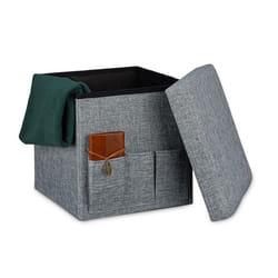 Relaxdays Tabouret de rangement pliant stable couvercle HLP : 38 x 38 x 38 cm pour pièces à vivre gris
