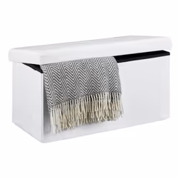 Relaxdays 4052025993320, Pouffe/ottomane, Rectangle, Blanc, Polyester, Blanc, mousse