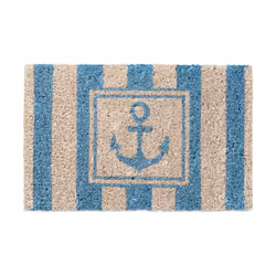 Relaxdays 10020207, Paillasson décoratif, Intérieur & extérieur, Rectangulaire, Beige, Bleu, Motif, Noix de coco