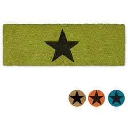 Relaxdays - Paillasson etoiles fibres de coco antidérapant porte entrée tapis usage intérieur extérieur HxlxP 1,5 x 75 x 25 cm étoile, vert