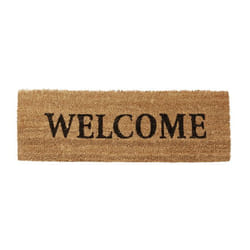 Paillasson long fibre de coco tapis de sol welcome 75x25 antidérapant nature - Relaxdays