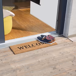Paillasson long fibre de coco tapis de sol welcome 75x25 antidérapant nature - Relaxdays