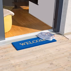 Paillasson long fibre de coco tapis de sol welcome 75x25 antidérapant bleu - Relaxdays