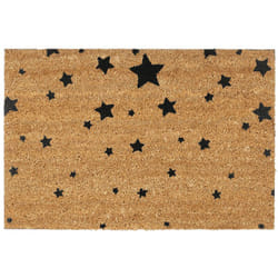 Relaxdays - Paillasson fibres de coco tapis de sol 60x40 face anti-dérapante pvc etoiles porte entrée nature, noir