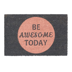 Relaxdays - Paillasson fibres de coco 60x40 be awesome today tapis de sol tapis d'entrée support anti-dérapant pvc noir, rose