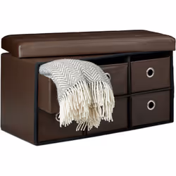 Ce pouf de rangement en simi-cuir vous permet à la fois de vous asseoir et de ranger des objets. Le tabouret dispose d'un cou ...