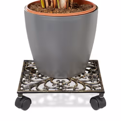 Relaxdays 10020117, Support de pots à roulettes, Métal, Bronze, Mat, 1 étagères, 275 mm