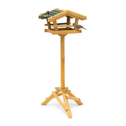 Relaxdays - Nichoir à oiseaux pied Support de jardin Mangeoire en bois Déco h x l x p: 100 x 37 x 43 cm, avec toit vert