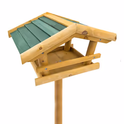 Relaxdays - Nichoir à oiseaux pied Support de jardin Mangeoire en bois Déco h x l x p: 100 x 37 x 43 cm, avec toit vert
