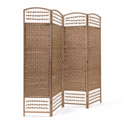 Relaxdays Paravent 4 panneaux bambou pliable protège de la lumière séparateur pièce pliant cloison mur HLP 179 x 180 x 2 cm