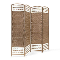 Relaxdays Paravent 4 panneaux bambou pliable protège de la lumière séparateur pièce pliant cloison mur HLP 179 x 180 x 2 cm