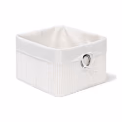 Relaxdays 4052025998103, Panier de rangement, Blanc, Carré, Bambou, Polyester, Acier, Monochromatique, Intérieure