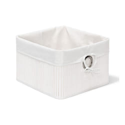 Relaxdays 4052025998103 Boîte de rangement Panier de rangement Carré Bambou, Polyester, Acier Blanc