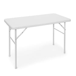 Table pliante de jardin bastian, pour le camping, pratique, h x l x p : 74 x 121,5 x 61,5 cm, blanc - Relaxdays