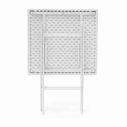 Relaxdays Table pliante de jardin BASTIAN, pour le camping, pratique, H x L x P : 74 x 61,5 x 61,5 cm, blanc