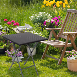 Relaxdays Table pliante de jardin BASTIAN, pour le camping, pratique, H x L x P : 74 x 61,5 x 61,5 cm, noir