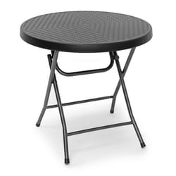 Relaxdays BASTIAN table de jardin Noir Forme arrondie