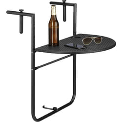 Relaxdays Table de balcon pliable appoint table suspendue rabattable BASTIAN hauteur réglable l x P: 60 x 40 cm, noir