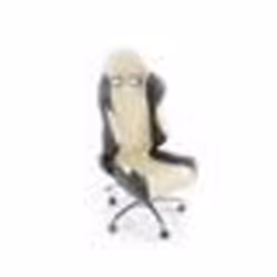 Fauteuil de bureau sportif - FK AUTOMOTIVE - Noir/Beige - Cuir artificiel - Siège baquet