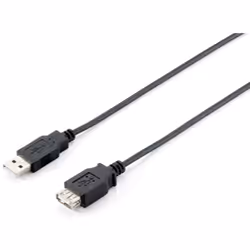 Equip 128851, 3 m, USB A, USB A, USB 2.0, Mâle/Femelle, Noir