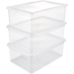 Keeeper - Ensemble de boîtes de rangement 3x11 l, plastique, naturel transparent, 39 x 26,5 x 14 cm