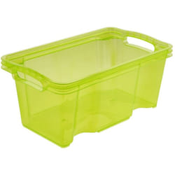 Boîte de rangement avec poignées intégrées, Taille : s, 35 x 21 x 15 cm, 6,5 l, Vert Transparent