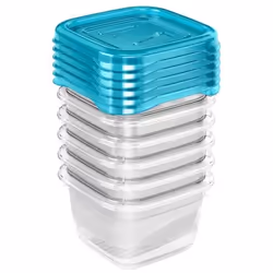 Set de 6 Boîtes de conservation - KEEEPER - fredo fresh - 90 ml - Bleu - Rectangulaire