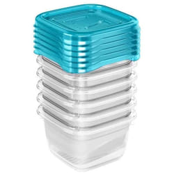 Set de 6 Boîtes de conservation - KEEEPER - fredo fresh - 90 ml - Bleu - Rectangulaire