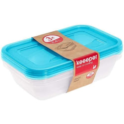 Boîtes de conservation - KEEEPER - fredo fresh - Lot de 3 - 24 L - Bleu - Rectangulaire